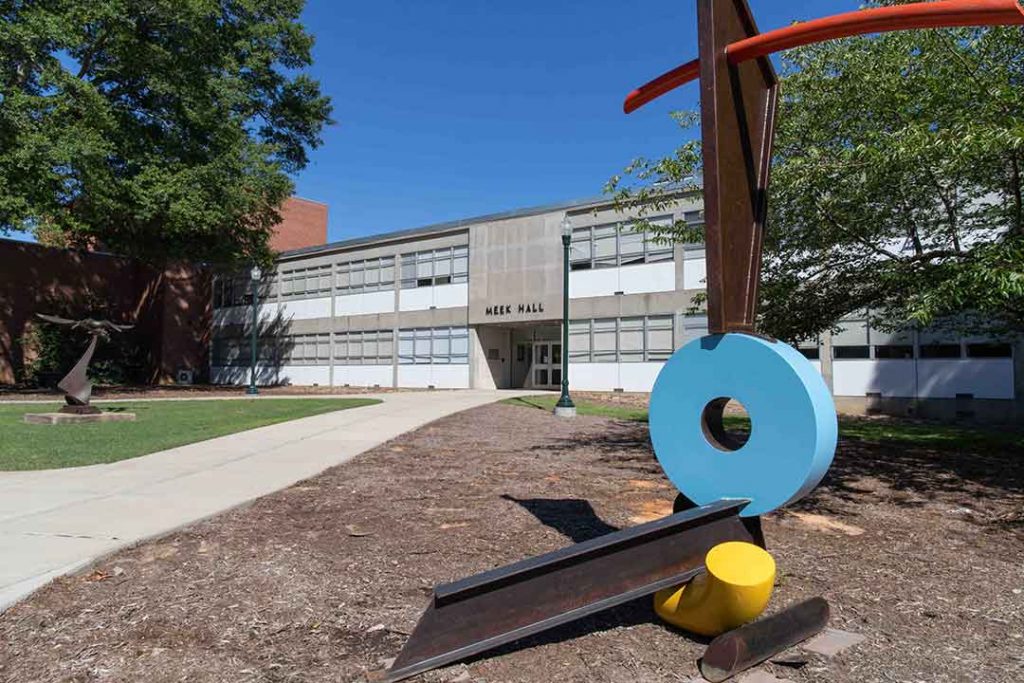 Photo of the front of Meek Hall