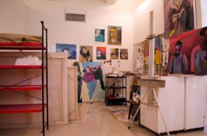 photo of an individual's advanced painting studio