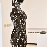 Abstract sculpture of the silhouette of a person.